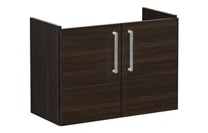 VitrA Root Flat 80cm 2 Door Wall Hung Slim Washbasin Unit - Walnut